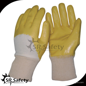 SRSAFETY guantes de nitrilo amarillo / barato de alta calidad Guante de nitrilo amarillo revestido